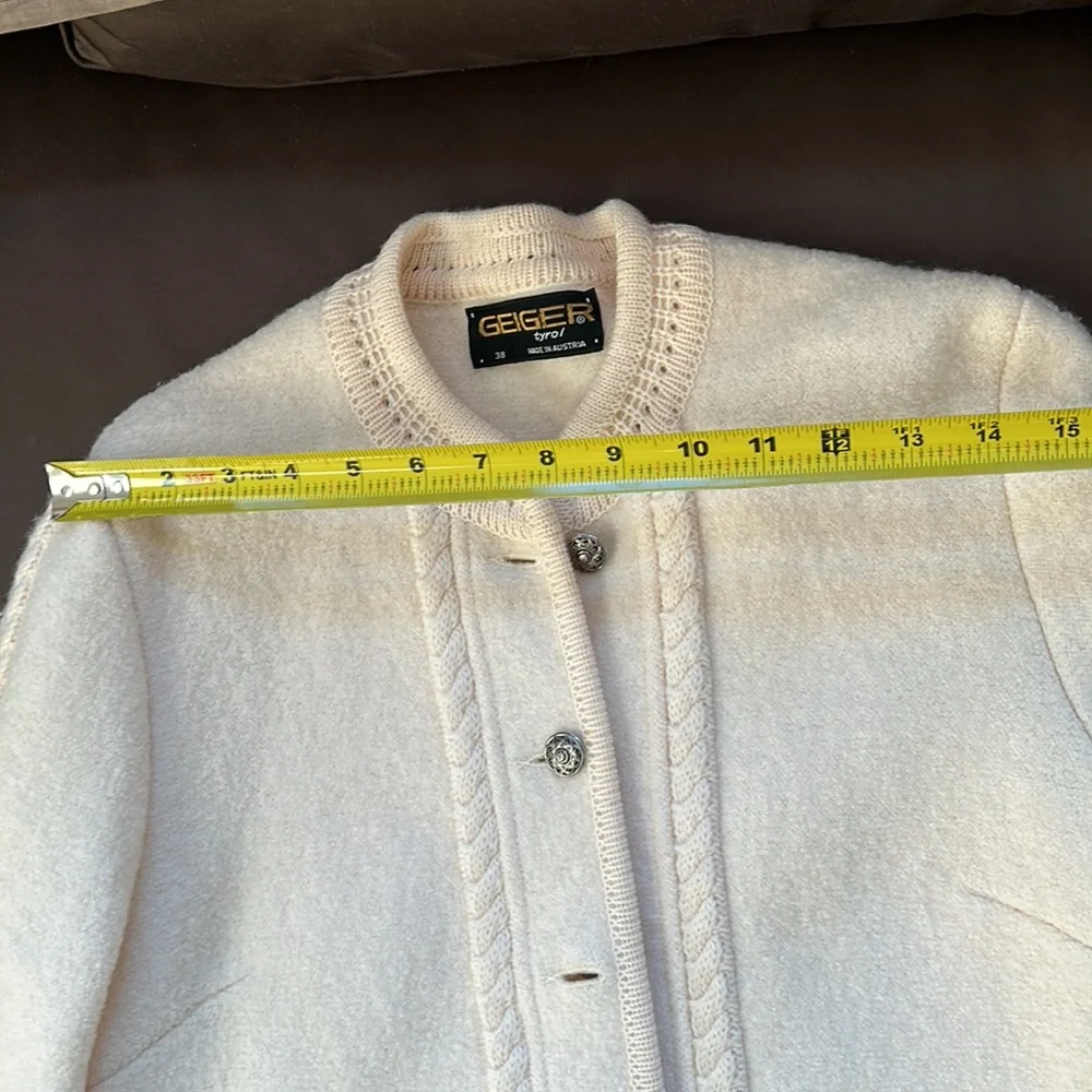 🔥HP🔥GEIGER Tyrol boiled Wool Jacket Sz 38 or S/XS, cream / beige - Picture 13 of 16
